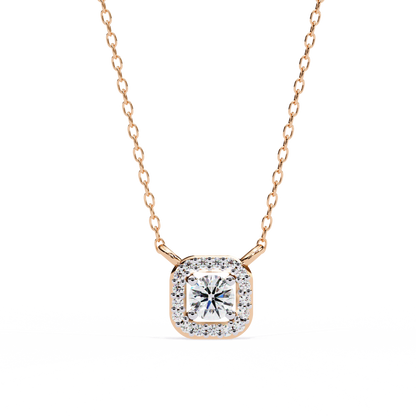 0.36 CTW Round Cut Lab Grown Diamond Halo Rose Gold Pendant