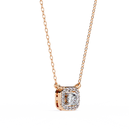 0.36 CTW Round Cut Lab Grown Diamond Halo Rose Gold Pendant