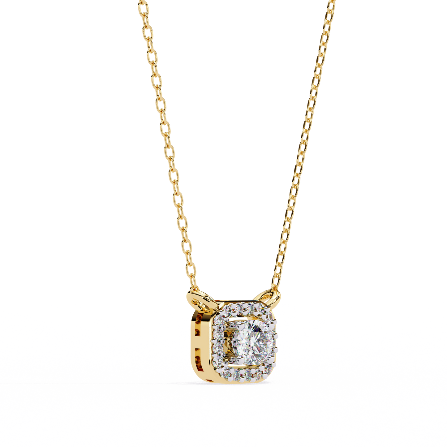 0.36 CTW Round Cut Lab Grown Diamond Halo Rose Gold Pendant