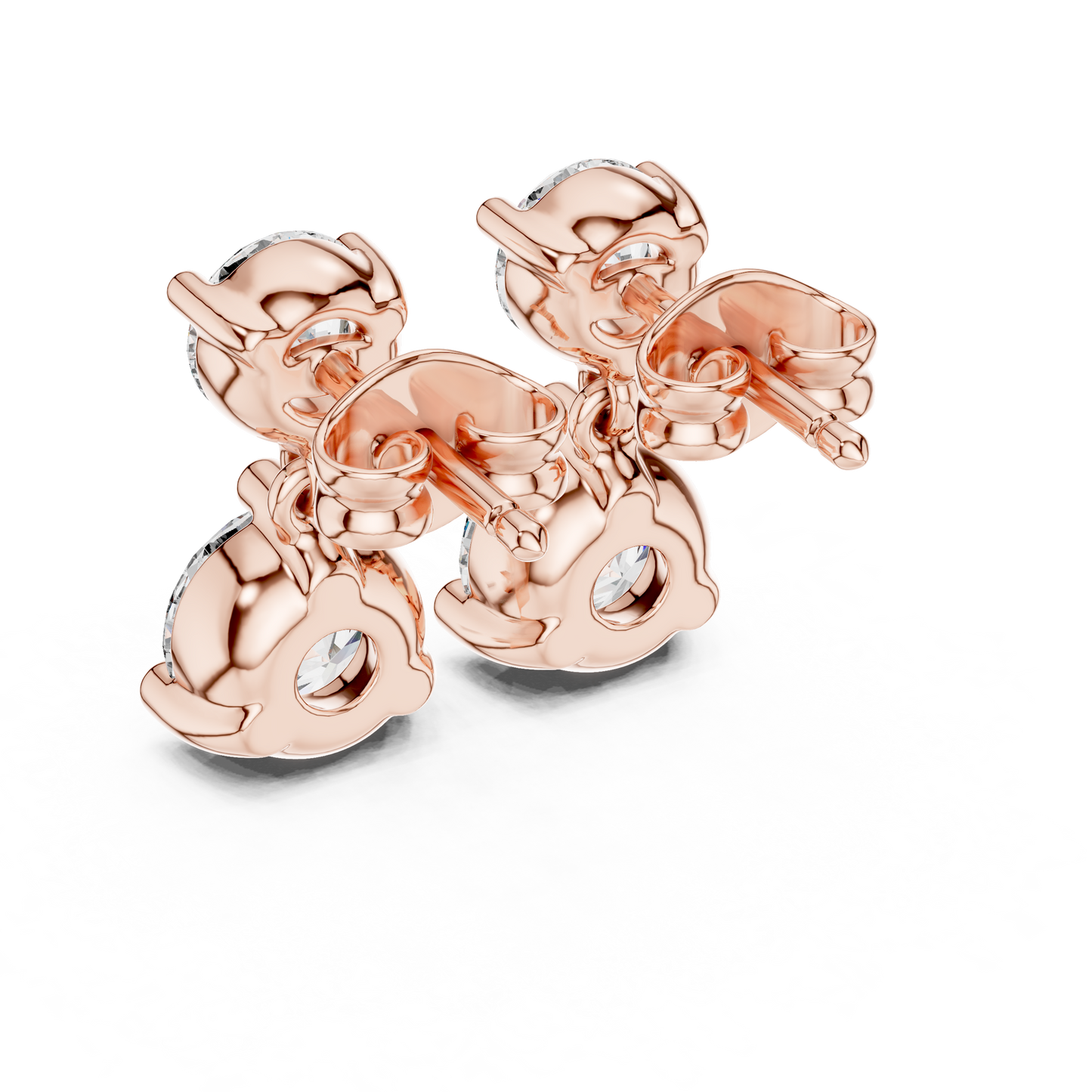Round Lab Grown Diamond Two Stone Drop Earrings