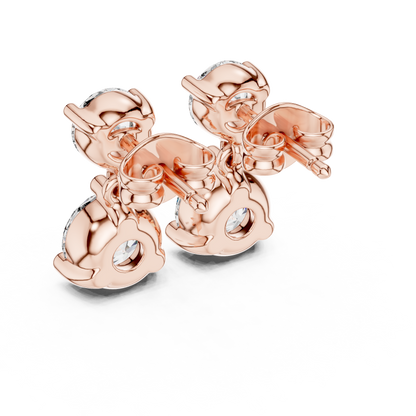 Round Lab Grown Diamond Two Stone Drop Earrings