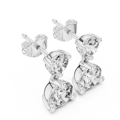 Round Lab Grown Diamond Two Stone Drop Earrings