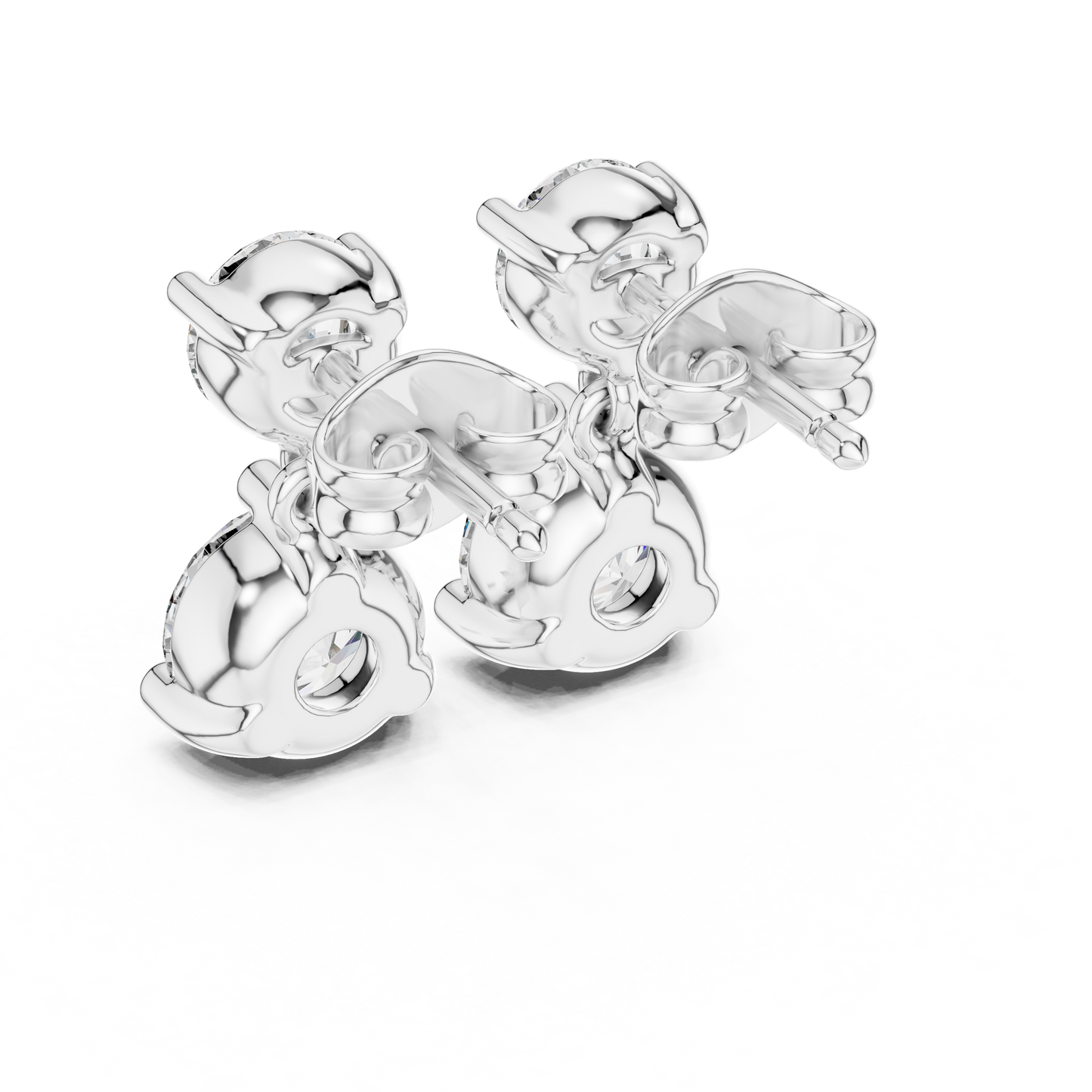 Round Lab Grown Diamond Two Stone Drop Earrings