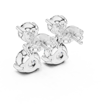 Round Lab Grown Diamond Two Stone Drop Earrings