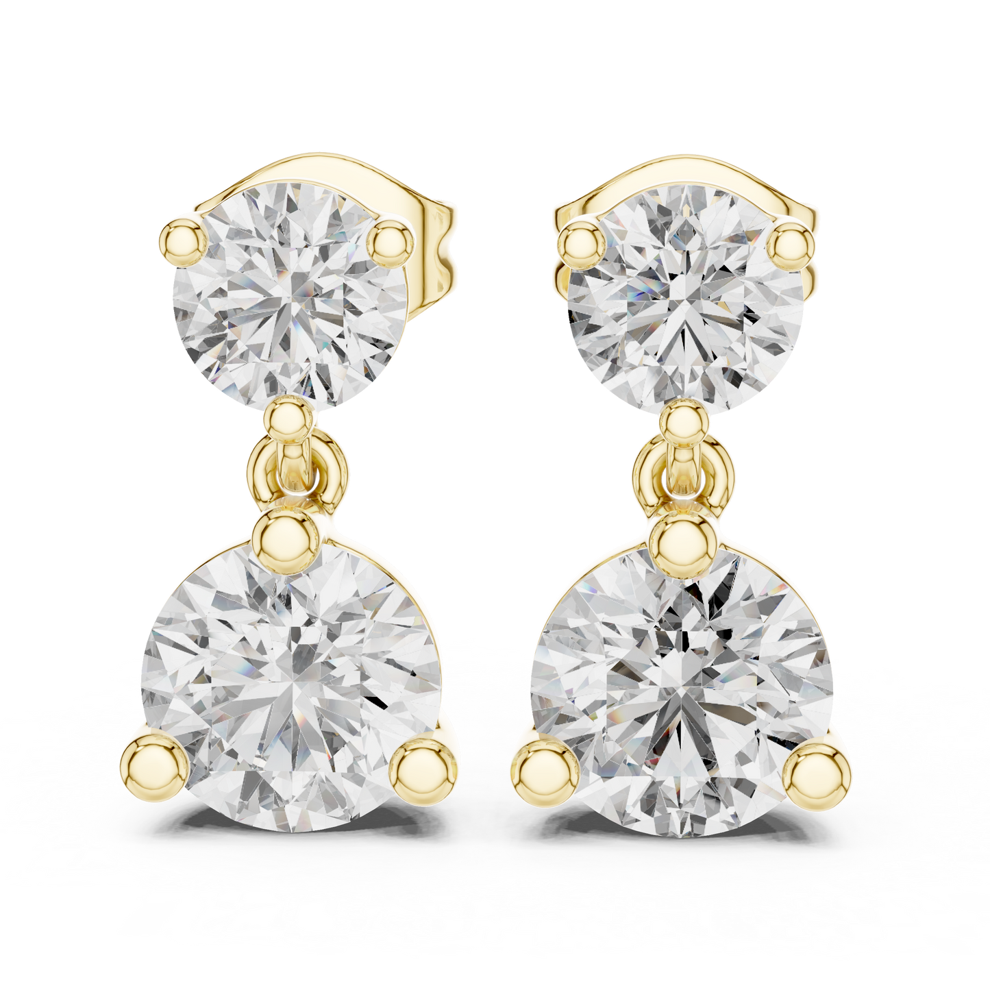 Round Lab Grown Diamond Two Stone Drop Earrings