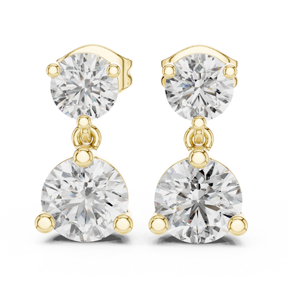 Round Lab Grown Diamond Two Stone Drop Earrings
