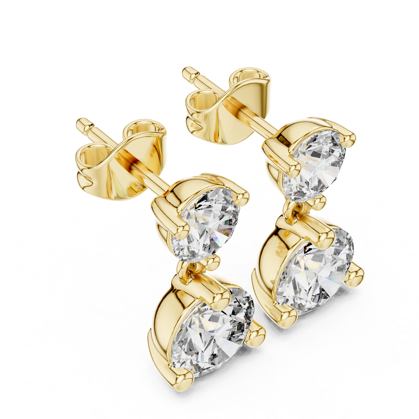 Round Lab Grown Diamond Two Stone Drop Earrings