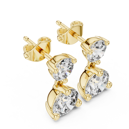 Round Lab Grown Diamond Two Stone Drop Earrings