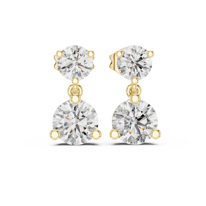 Round Lab Grown Diamond Two Stone Drop Earrings
