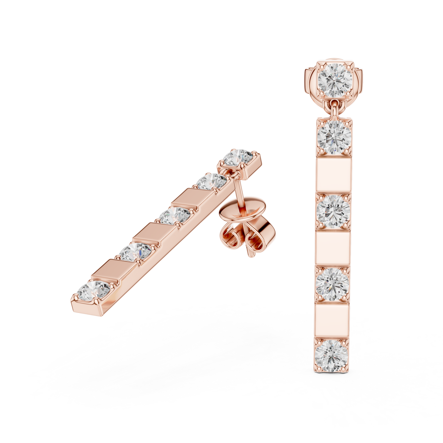 Round Lab Grown Diamond Linear Drop Earrings