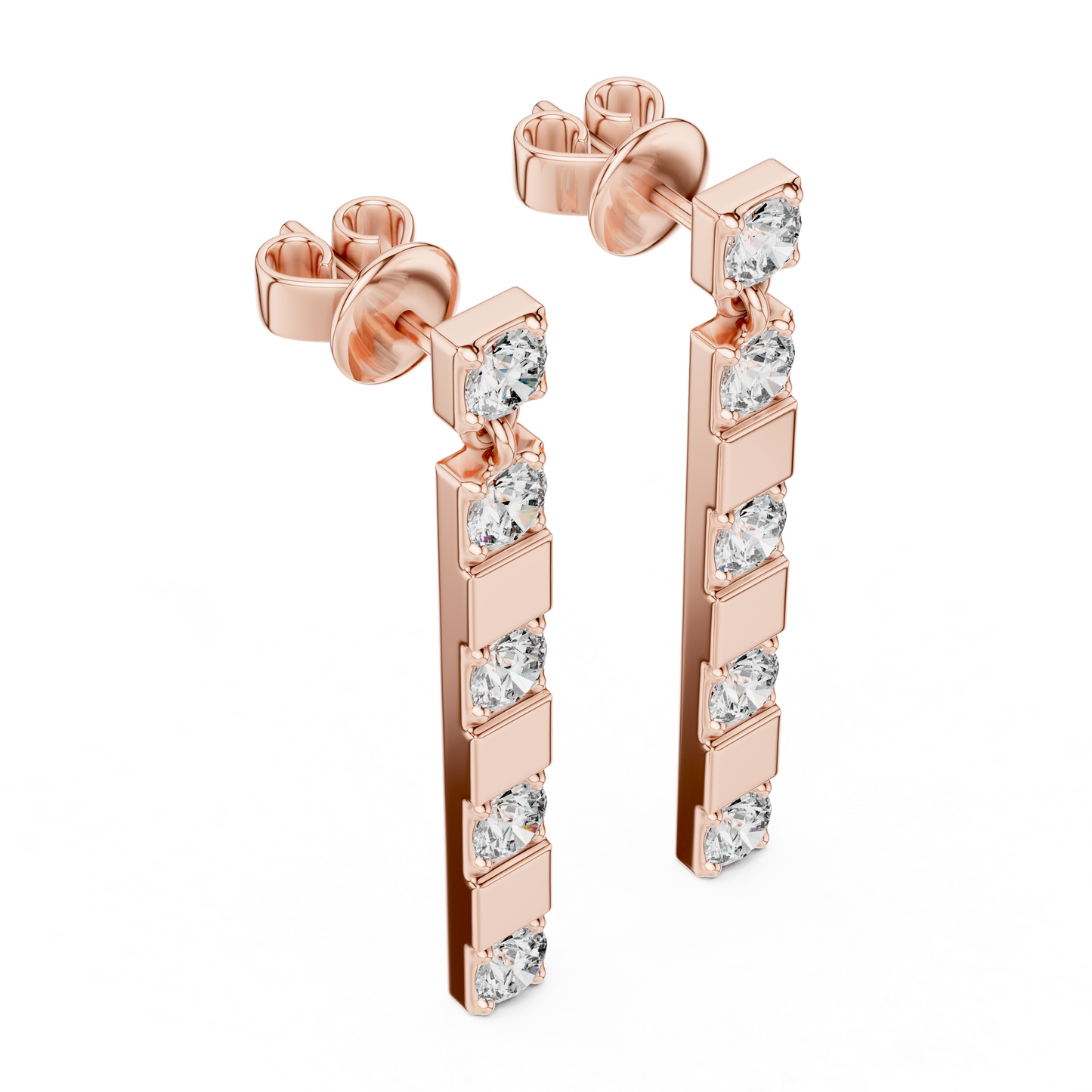 Round Lab Grown Diamond Linear Drop Earrings