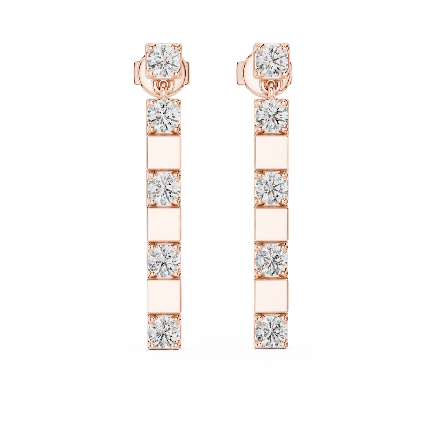 Round Lab Grown Diamond Linear Drop Earrings