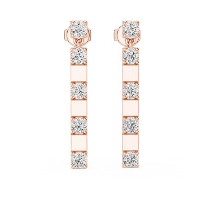 Round Lab Grown Diamond Linear Drop Earrings