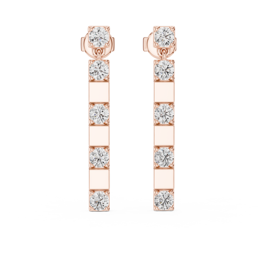 Round Lab Grown Diamond Linear Drop Earrings