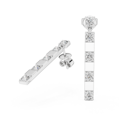 Round Lab Grown Diamond Linear Drop Earrings