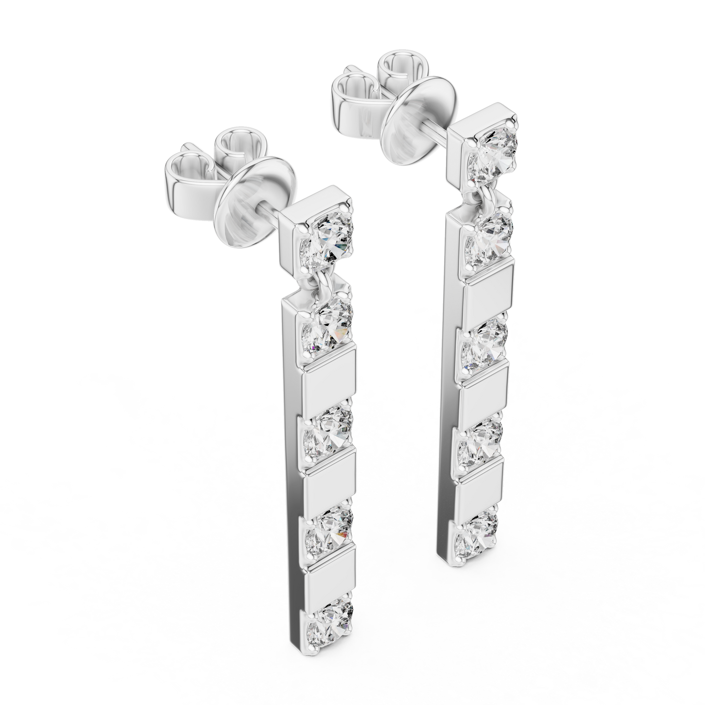 Round Lab Grown Diamond Linear Drop Earrings