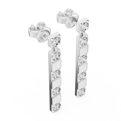 Round Lab Grown Diamond Linear Drop Earrings