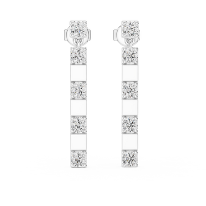 Round Lab Grown Diamond Linear Drop Earrings