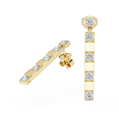 Round Lab Grown Diamond Linear Drop Earrings