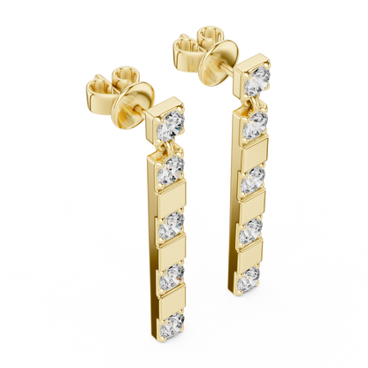 Round Lab Grown Diamond Linear Drop Earrings