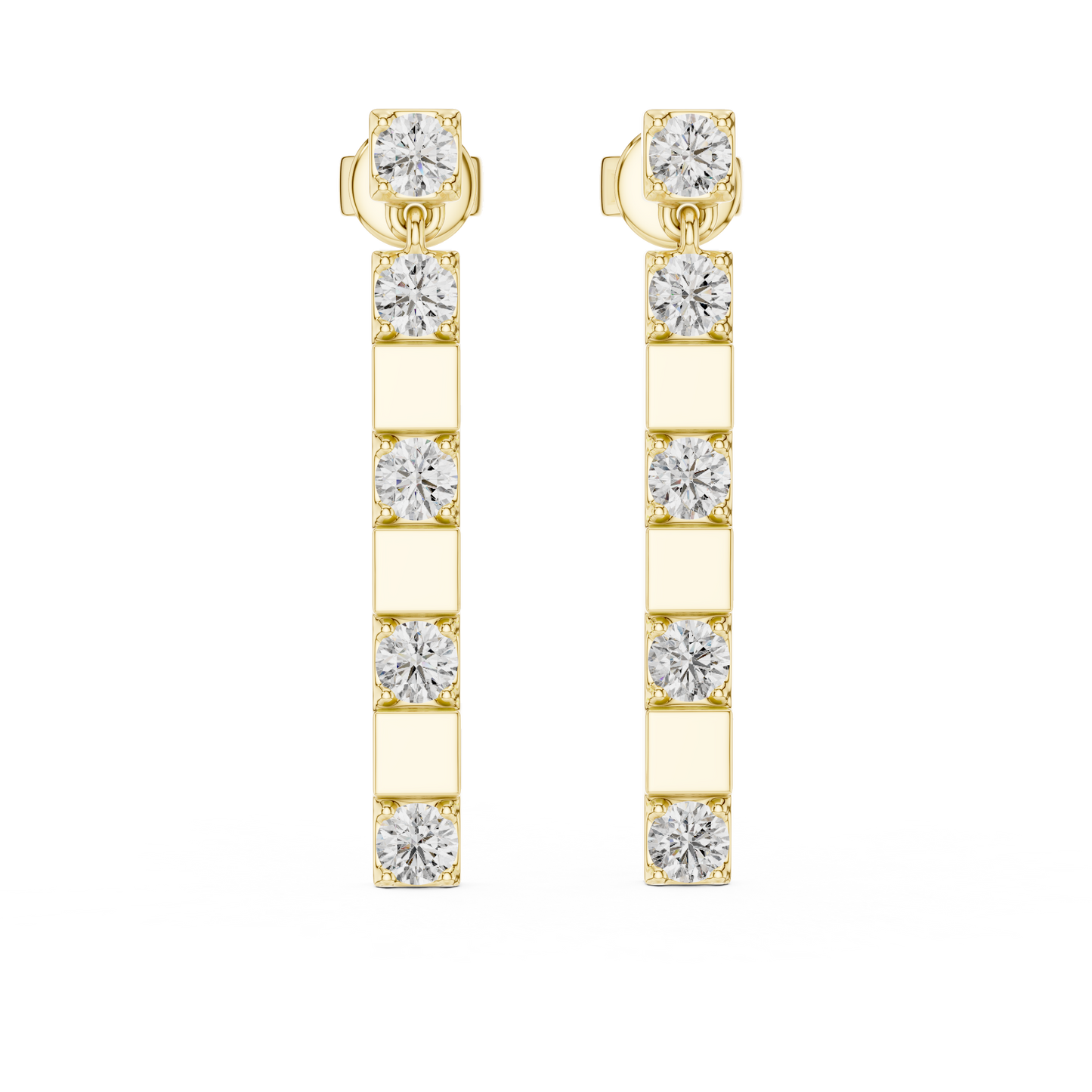 Round Lab Grown Diamond Linear Drop Earrings