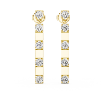 Round Lab Grown Diamond Linear Drop Earrings