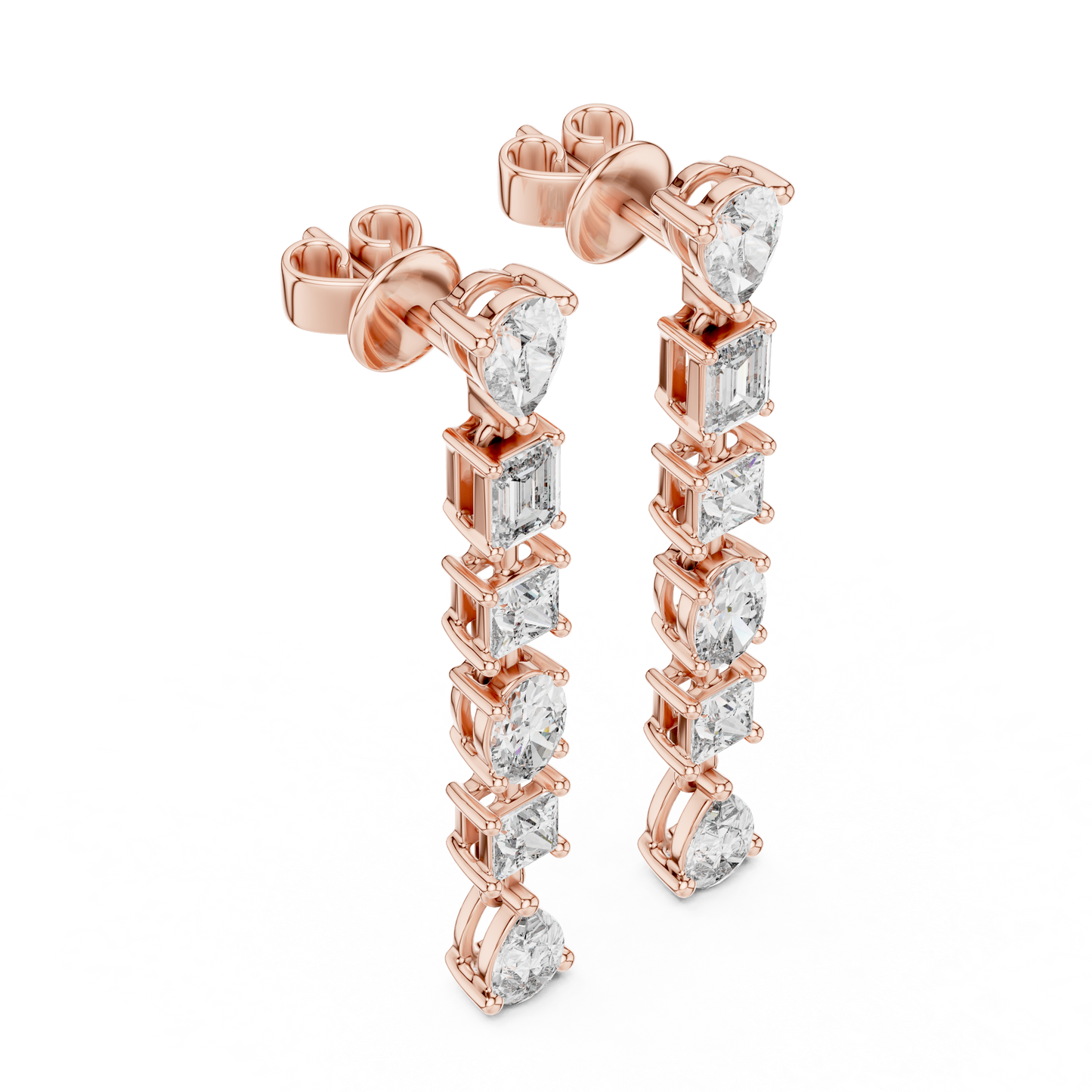 Multi Shape Lab Grown Diamond Linear Earrings