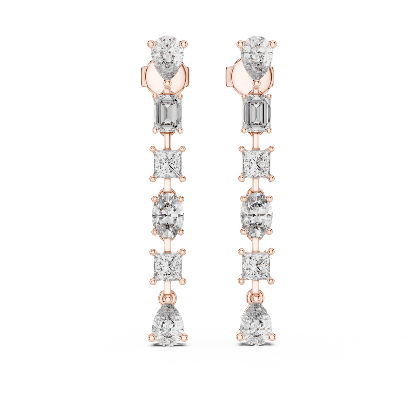 Multi Shape Lab Grown Diamond Linear Earrings