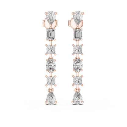 Multi Shape Lab Grown Diamond Linear Earrings