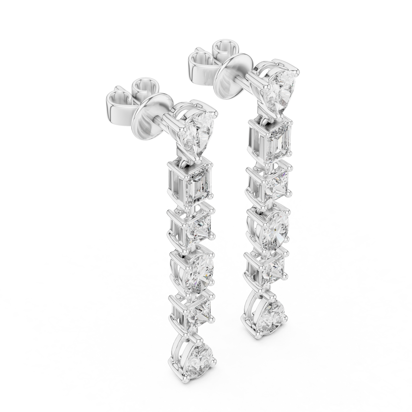 Multi Shape Lab Grown Diamond Linear Earrings