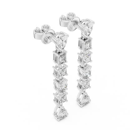 Multi Shape Lab Grown Diamond Linear Earrings