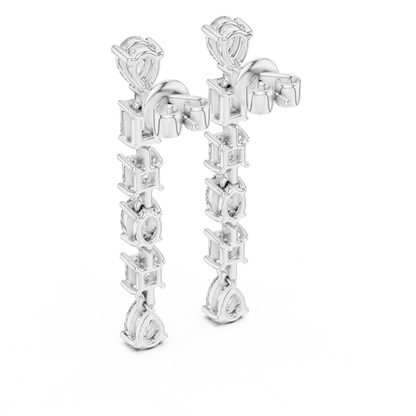Multi Shape Lab Grown Diamond Linear Earrings