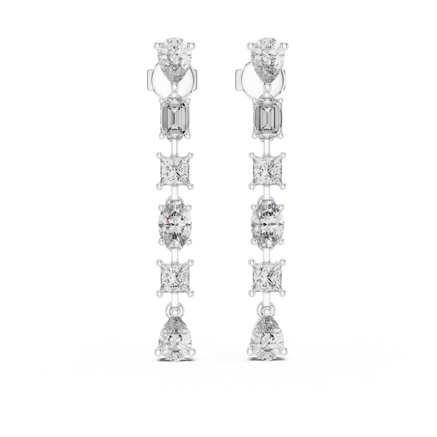 Multi Shape Lab Grown Diamond Linear Earrings