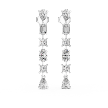Multi Shape Lab Grown Diamond Linear Earrings