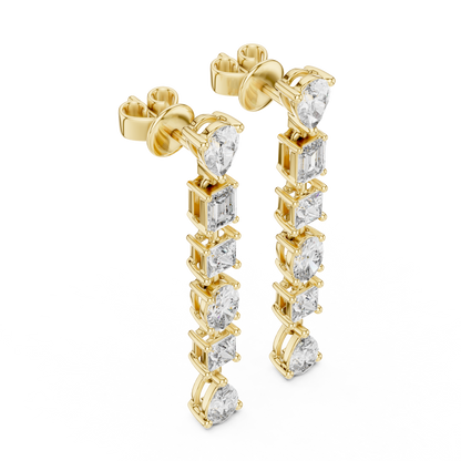 Multi Shape Lab Grown Diamond Linear Earrings