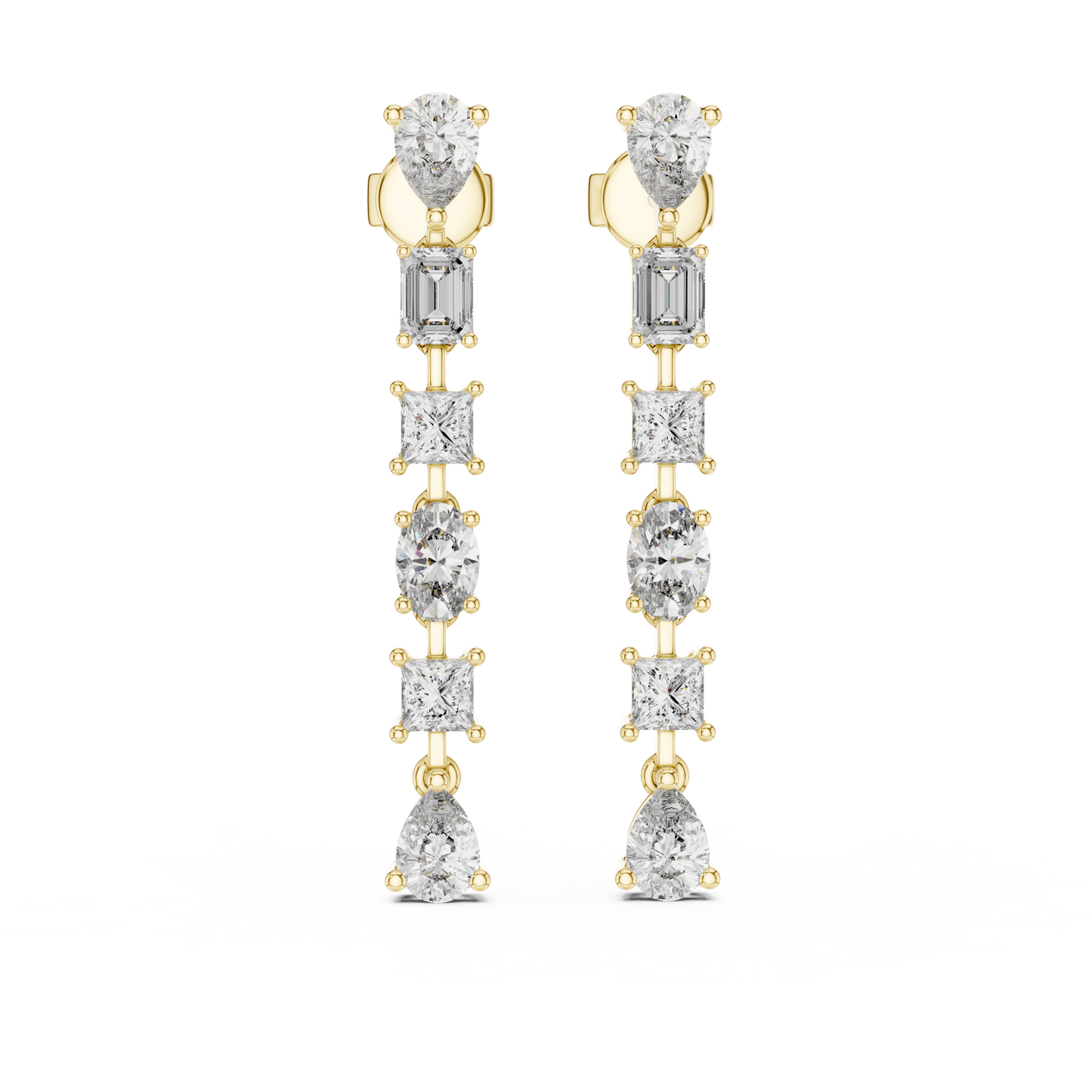 Multi Shape Lab Grown Diamond Linear Earrings