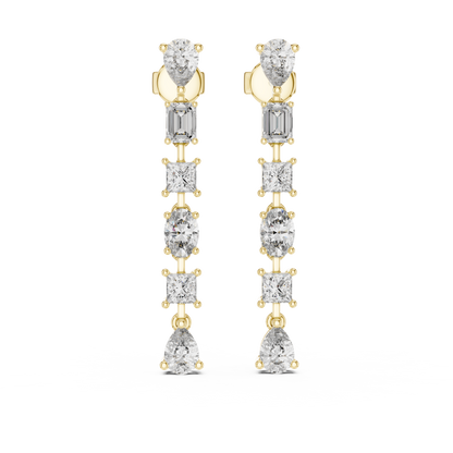 Multi Shape Lab Grown Diamond Linear Earrings