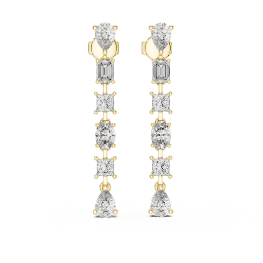 Multi Shape Lab Grown Diamond Linear Earrings