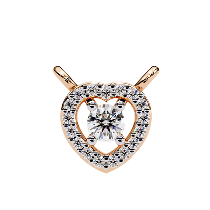 Round Cut Lab Grown Diamond Heart Shape Halo Pendant