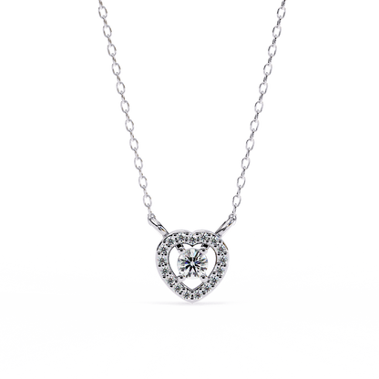 Round Cut Lab Grown Diamond Heart Shape Halo Pendant