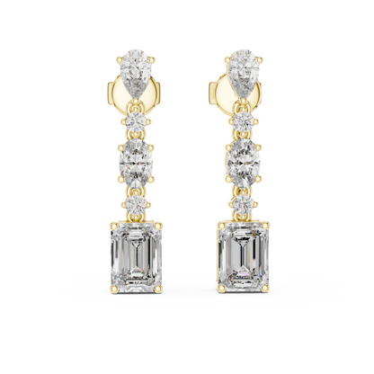 Modern Mixed Shape Lab Grown Diamond Linear Dangle Earrings