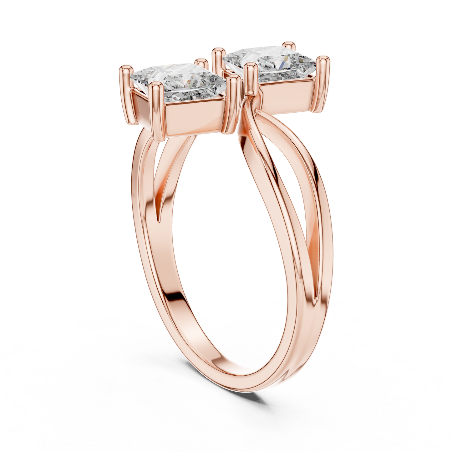 Princess Cut Two Stone Infinity Bypass Set Engagement Ring