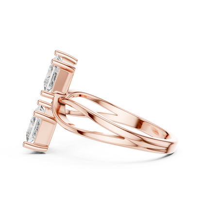 Princess Cut Two Stone Infinity Bypass Set Engagement Ring