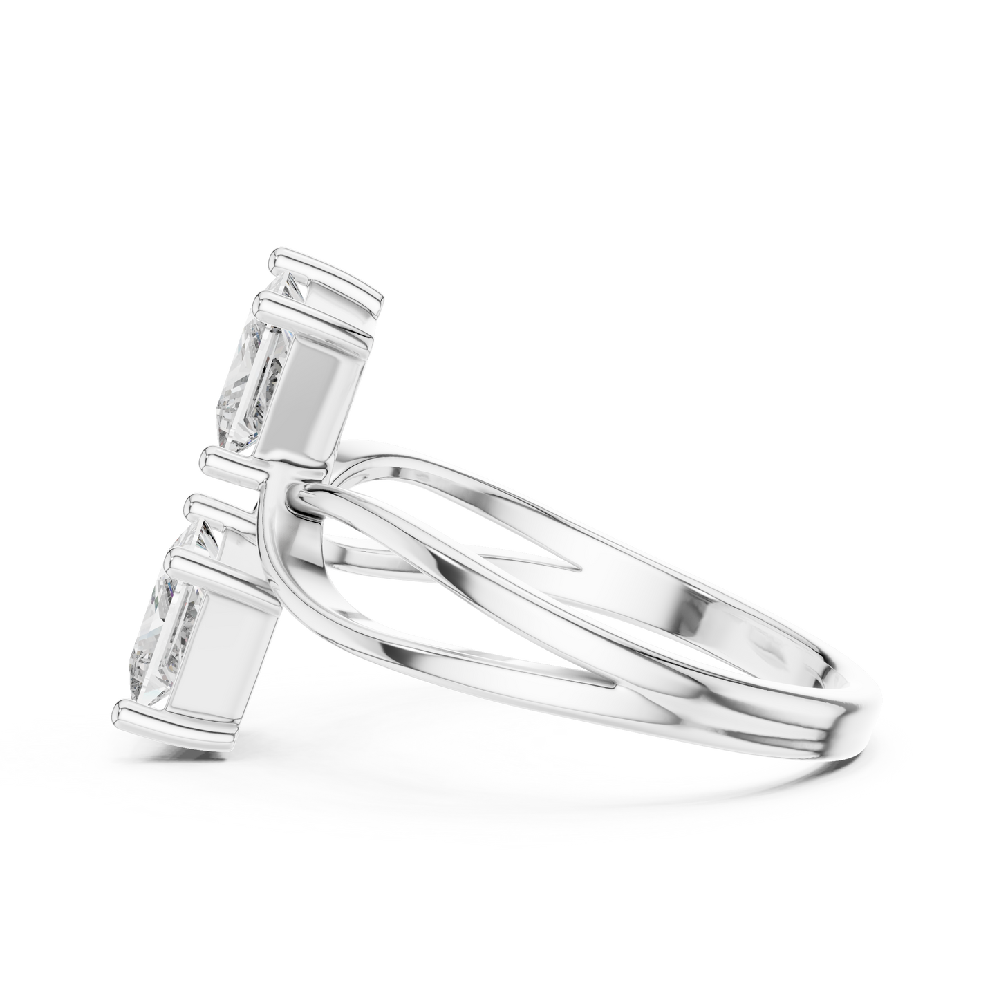 Princess Cut Two Stone Infinity Bypass Set Engagement Ring