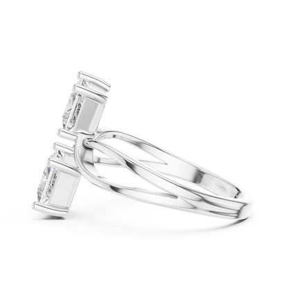 Princess Cut Two Stone Infinity Bypass Set Engagement Ring