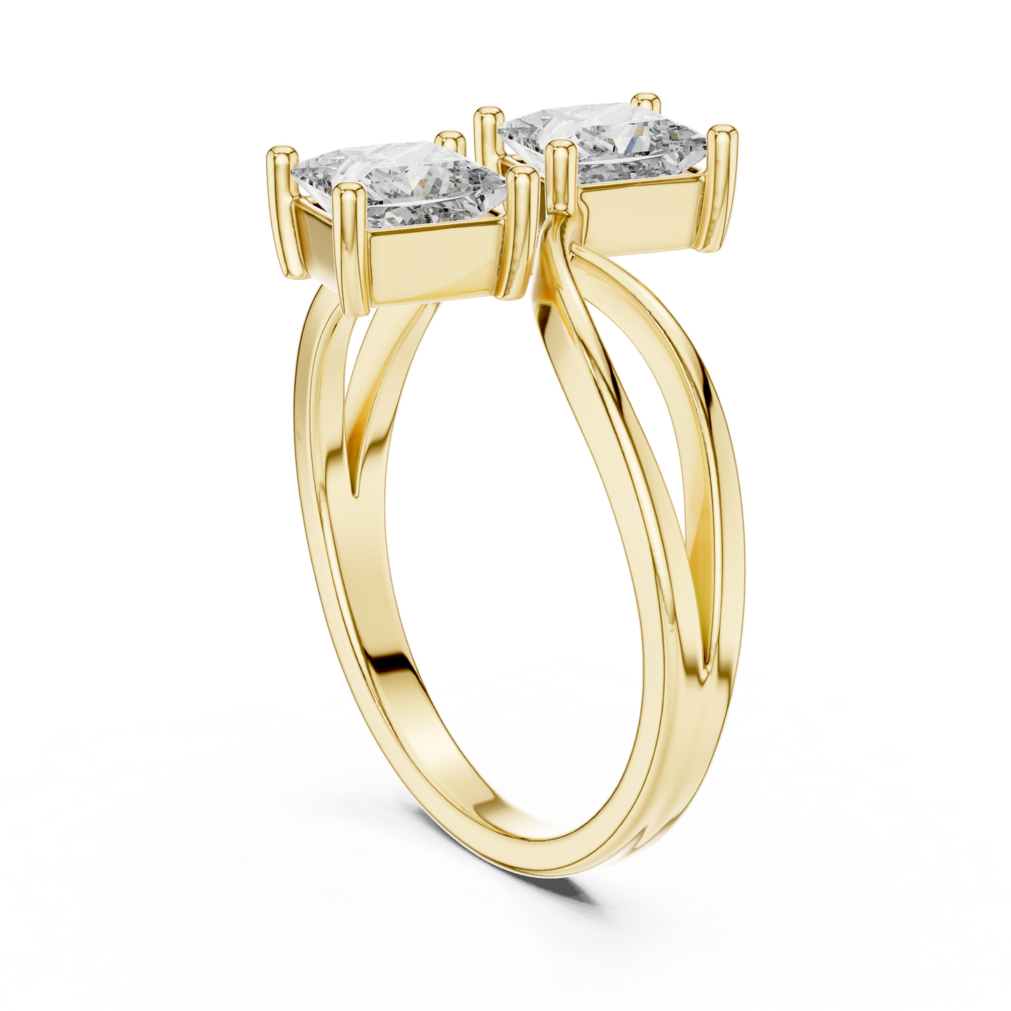 Princess Cut Two Stone Infinity Bypass Set Engagement Ring
