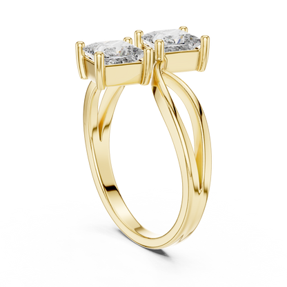 Princess Cut Two Stone Infinity Bypass Set Engagement Ring