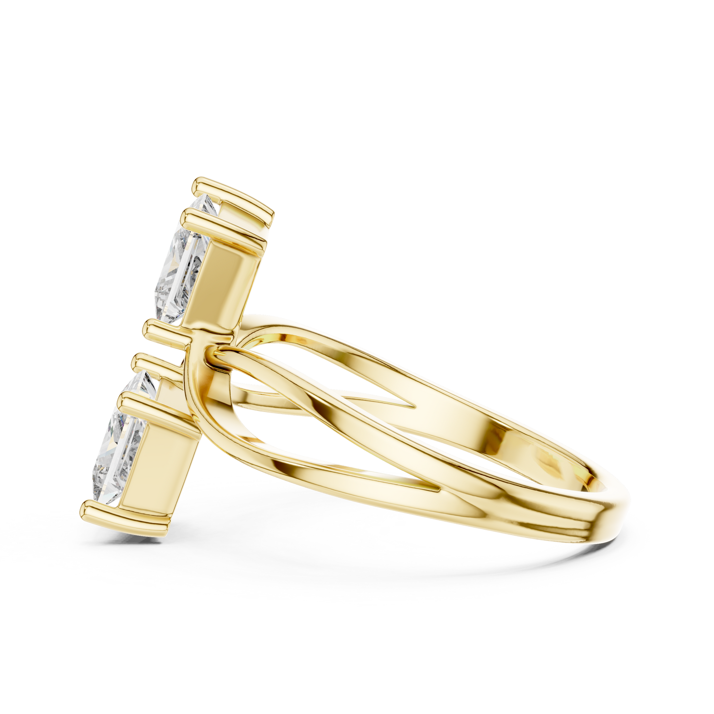 Princess Cut Two Stone Infinity Bypass Set Engagement Ring