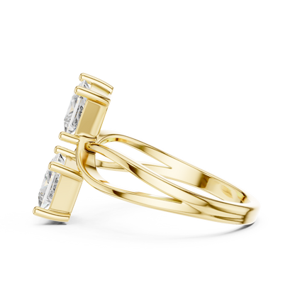 Princess Cut Two Stone Infinity Bypass Set Engagement Ring