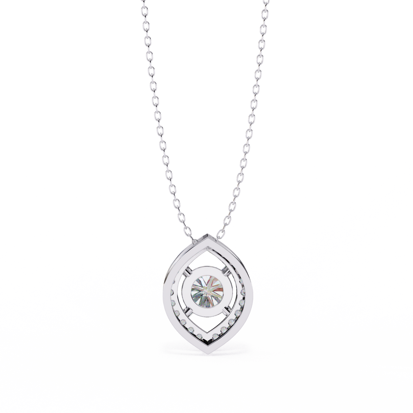 Round Cut Lab Grown Diamond Marquise Shape Halo Pendant